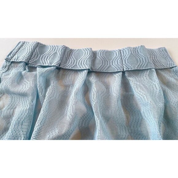 Vintage 80s pleated curtain, light blue mesh, net woven, single panel - Picture 9 of 10